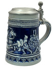 Vintage Gerz Beer Stein Mug Lid German Germany Original Blue Knights Sword