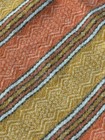 Vtg 70s Wool Stadium Lap Blanket Fringe Stripe Orange Yellow Retro Mid Century