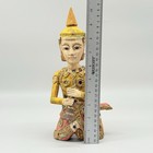 Vintage Asian Burmese Thai Hand Painted Wood Carved Dancing Musician 10 5 