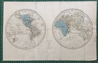 1838 Antique Map  New And Old World Or Western And Eastern Hemispheres