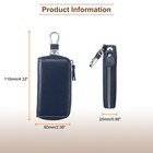 2pcs Genuine Leather Key Holder Bag Car Chain Wallet W 6 Hooks Keyring Dark Blue