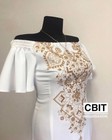 Elegant White Embroidered Dress  Ukrainian Vyshyvanka Gold Details Gift For Her