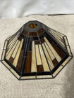 Vintage Stained Glass   Slag Glass Lamp Shade Arts   Crafts Mission Style 14   