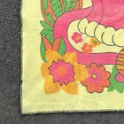 Vintage 1970s Pink Lion Flower Power Felt Blanket Throw Floral Mod 46 5x71