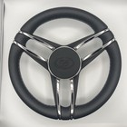 Cobalt Boat Steering Wheel Stainless Steel Spoke Leather Rim   Cobalt Boats Logo