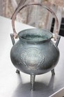 Vintage Large Cast Bronze 3 Leg Cauldron 8 In Tall