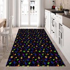 Floral Runner Rug  Blue Tile Carpet  Mediterranean Hall Rug  Boho Flower Mat