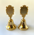 Original Chokin Collection Japanese Hand Bells Dragon Bird 18kt Gold Lot Of 2