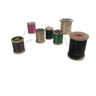 Vintage Wooden Thread Spools Lot Of 7 Coats Clark Lily Star Talon Sewing Props