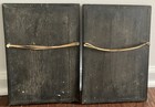 Asian Chinese Hand Carved Wood Plaque Panels In Relief  Pair 9x 13