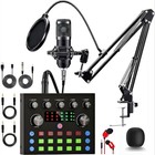 Condenser Microphone  Studio Recording Kit Live Podcast Music Mixer Sound Card