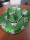 St  Patricks Day Sequin Clover Cowboy Hat