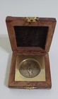 Vintage Nautical Antique Brass Compass With Wood Case
