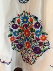 Vintage White Handmade Mexican Embroidered Blouse With Flowers Sz L xl
