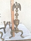 Ant Brass Eagle Topped Fire Place Andirons fire Dogs English Bellows Cast Iron