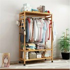 Rolling Clothes Racks Garment Rack Hanging Heavy Duty With Shoe Clothing Storage