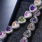 14 50 Ct Heart Cut Natural Multicolor Tennis Bracelet 14k  Solid White Gold