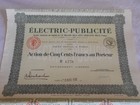 Vintage Share Certificate Stock Bond Action Electric Publicite 1931