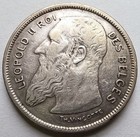 1909 Belgium Leopold Ii Silver 2 Francs French Text Coin Vf Details Cleaned
