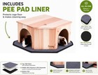 Wood Guinea Pig Corner Hideout Dual Entrances Pee Pad Small Pet Shelter
