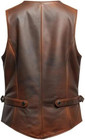 Mens Genuine Western Vest Brown Vintage Lambskin Distressed Leather Vest Biker