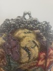 Vintage Beaded Floral Evening Bag Ornate Metal Frame Kiss Lock Purse 5    X 5   