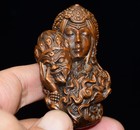 Vintage Wooden Statue Carved Ethnic Eastern Figurine Sculpture Beauty Elegance