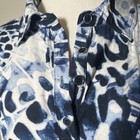 Christopher Banks Women Blue White  Collared Buttonfront 3 4 Sleeve Tunic Lg