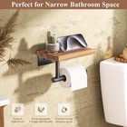Toilet Paper Holder With Wood Shelf  Wooden Wall Mount Tissue Paper Roll Hold   
