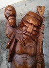 Old Vintage Asian Wood Carving Chinese Man Statue Figure Oriental Art Wood