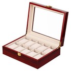 10 Slots Watch Box Case Organizer  Jewelry Storage Glass Lid Gift Display Us New