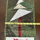 Christmas Tree Quilted Wall Hanging Handmade Green Fir Evergreen Red Quilt Gold
