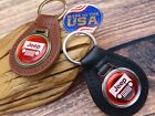 New Rare Vintage Red Jeep Wrangler Truck Car Leather Key Chain Ring Fob Nos 4x4