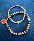 Boho Crafted Stretch Anklet Bracelet Pearls Heart One Of A Kind