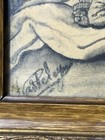 Antique European Charcoal Drawing Virgin Supporting The Dead Christ Signed 