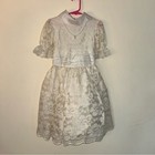 Vintage 1970s Girls Ivory Lace Flower Girl Dress Size 7