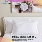 Threadzen Queen Pillow Shams 20x30 100  Egyptian Cotton Set Of 2 White