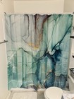 New Shower Curtain  Abstract Marble Blue Green Teal Geometric Gold Long
