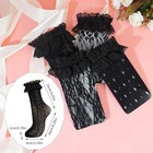 Womens Lace Ankle Socks Ruffle Frilly Socks white Black One Size 4 Pair Black