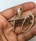 2 Ct Men s Lab Created Diamond Custom Name Pendant 14k Yellow Gold Plated Silver
