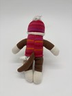 Dan Dee Pink Sock Monkey Plush In Winter Hat 6  Pink Brown