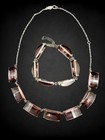 Vtg Art Deco Sterling Silver Faceted Purple Czech Glass Necklace Bracelet Set