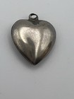 Vintage Sterling Silver Puffy Heart With    i Love U    Scroll And Flowers 012