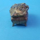 Art Nouveau Casket Metal Footed Trinket Jewelry Box Floral Hinged 