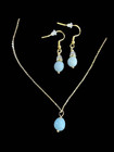 Aqua Amazonite Gemstone Pendant Necklace And Earrings Set  Perfect For Any Occas