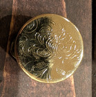 Vintage Italian Micro Mosaic Pill Box Round Gold Tone Brass Floral Trinket