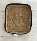Farmhouse Woven Shallow Basket By True Living Black Cloth Trim 13   x12   x2    Nwt