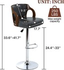 Set Of 2 Bar Stools Modern Leather Bar Chairs Adjustable Air Lift Swivel Seat
