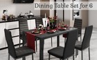 Kitchen Dining Table Set For 6  Tempered Glass 7 Piece Table And