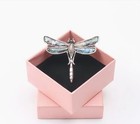 Alloy Silver Abalone Dragonfly Brooch  Pin Or Pendant With Black Crystal Eyes Us